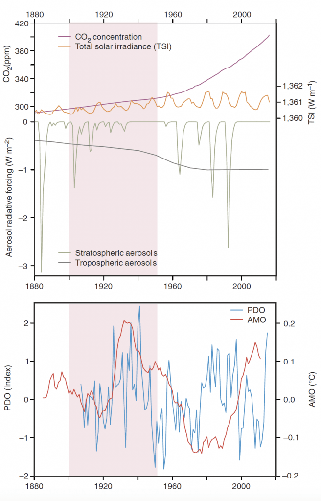 graph of climate forcings in the early 20th century