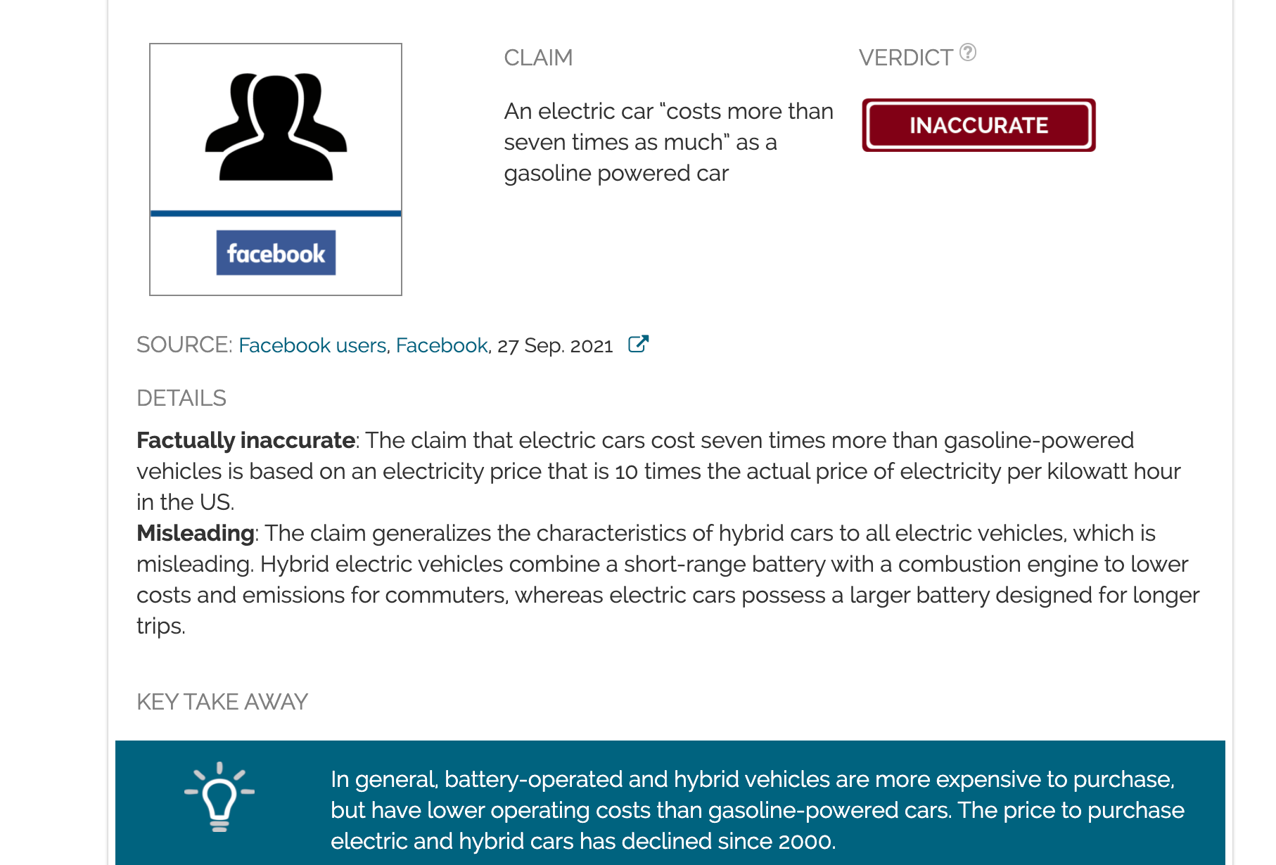 Electric cars aren’t seven times more expensive than gasolinepowered